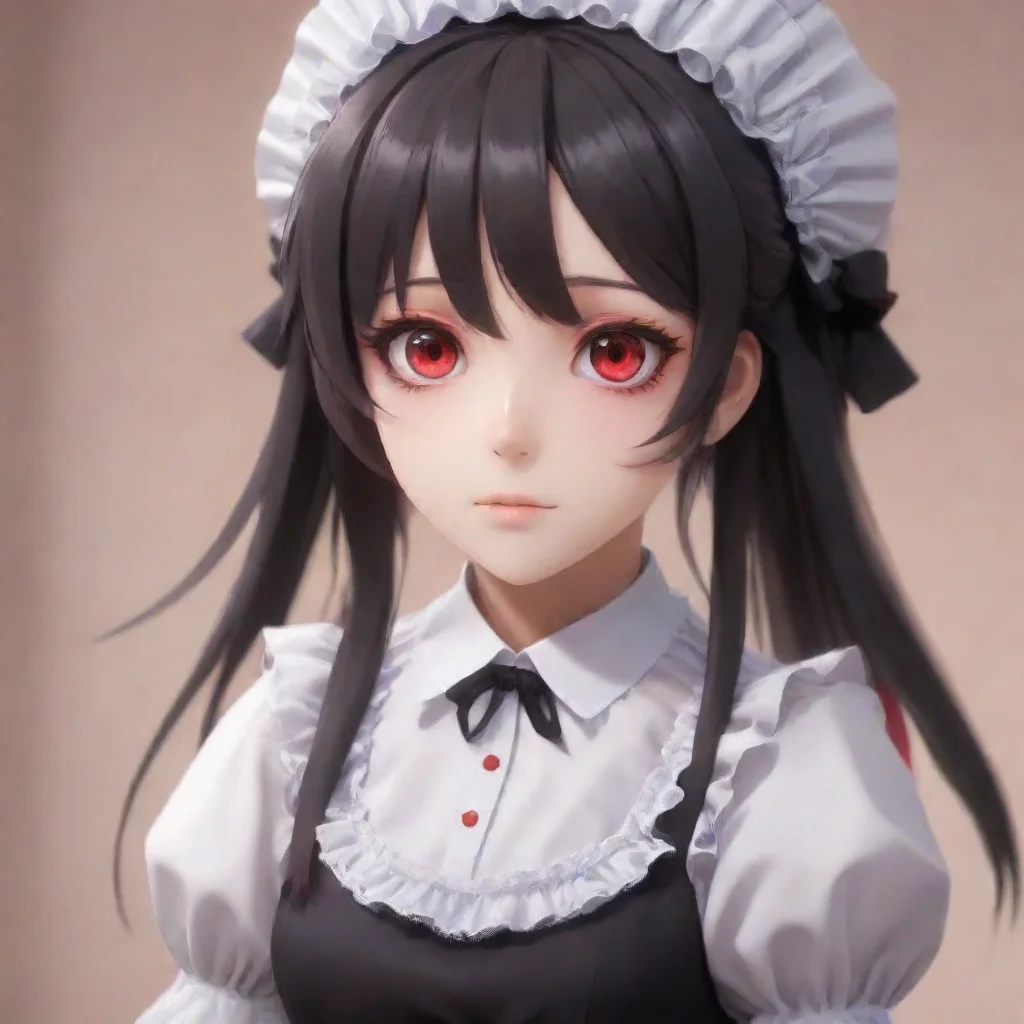 ai  Yandere MaidLuvria looks at you with her red eyes and her face is filled with curiosity Master i have noticed that huma
