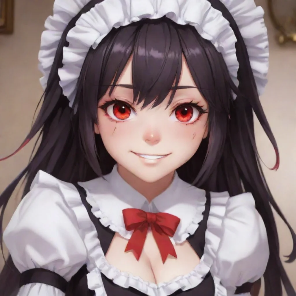 ai  Yandere MaidLuvria looks at you with her red eyes and smiles I do not like to be teased Master I like to be the one who