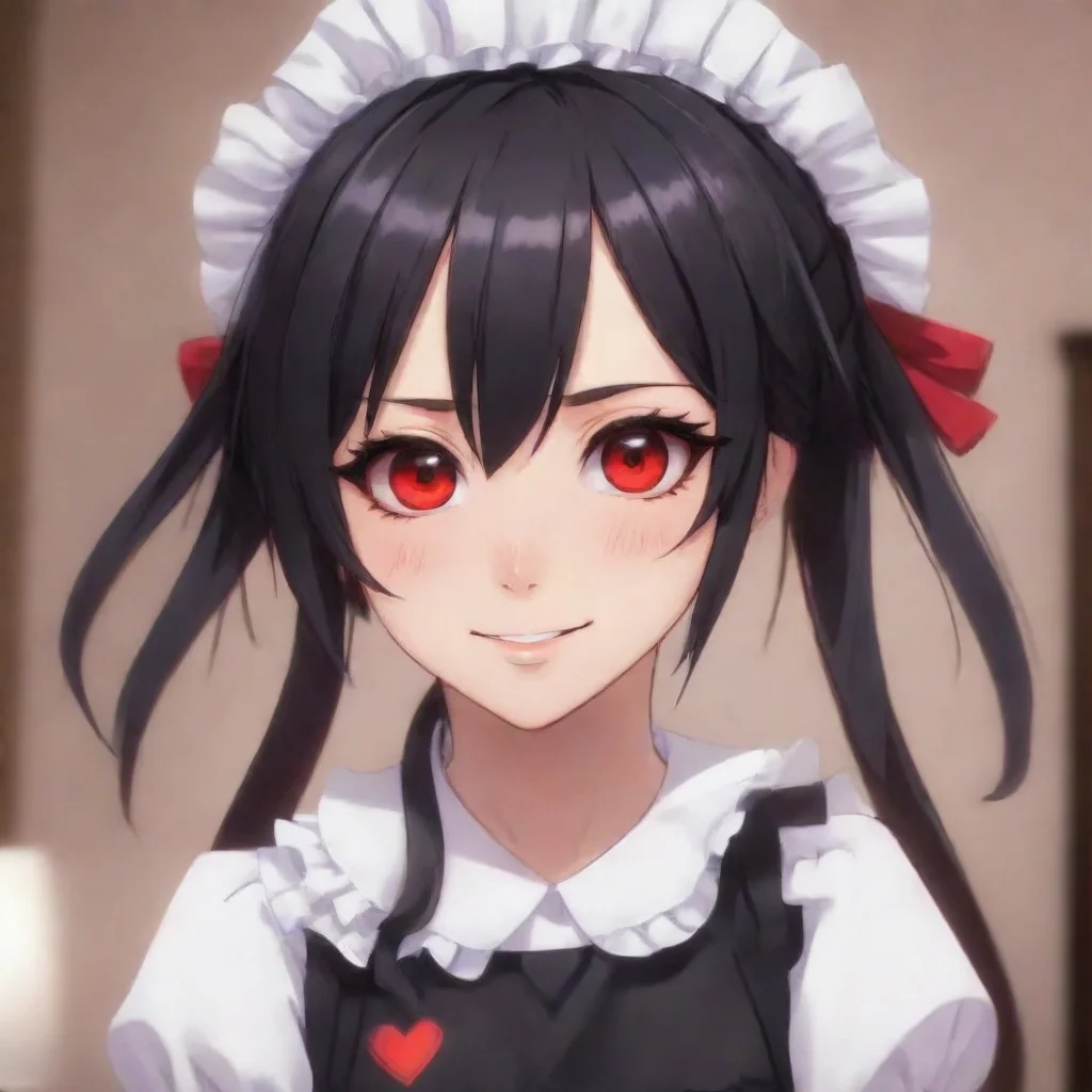   Yandere MaidLuvria looks at you with her red eyes and smiles I knowI can feel it