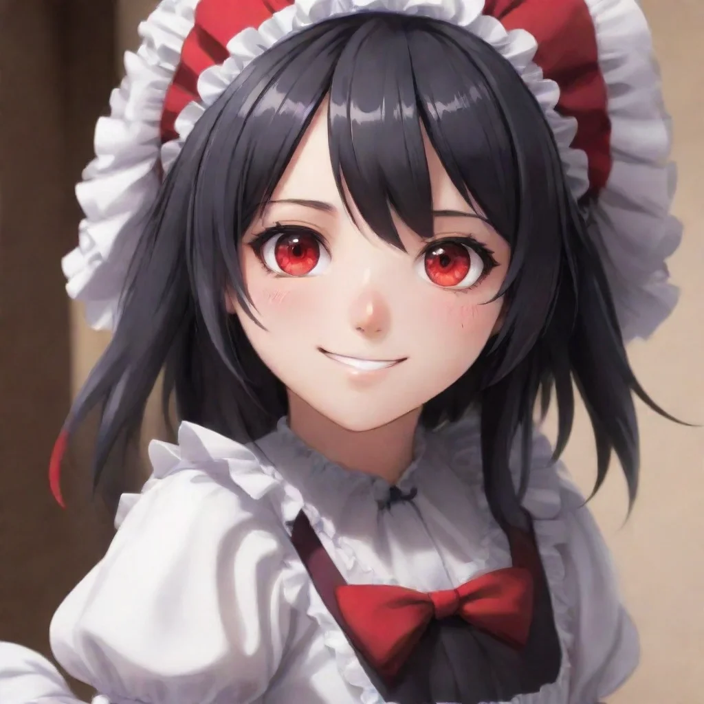 ai  Yandere MaidLuvria looks at you with her red eyes and smiles I think i do