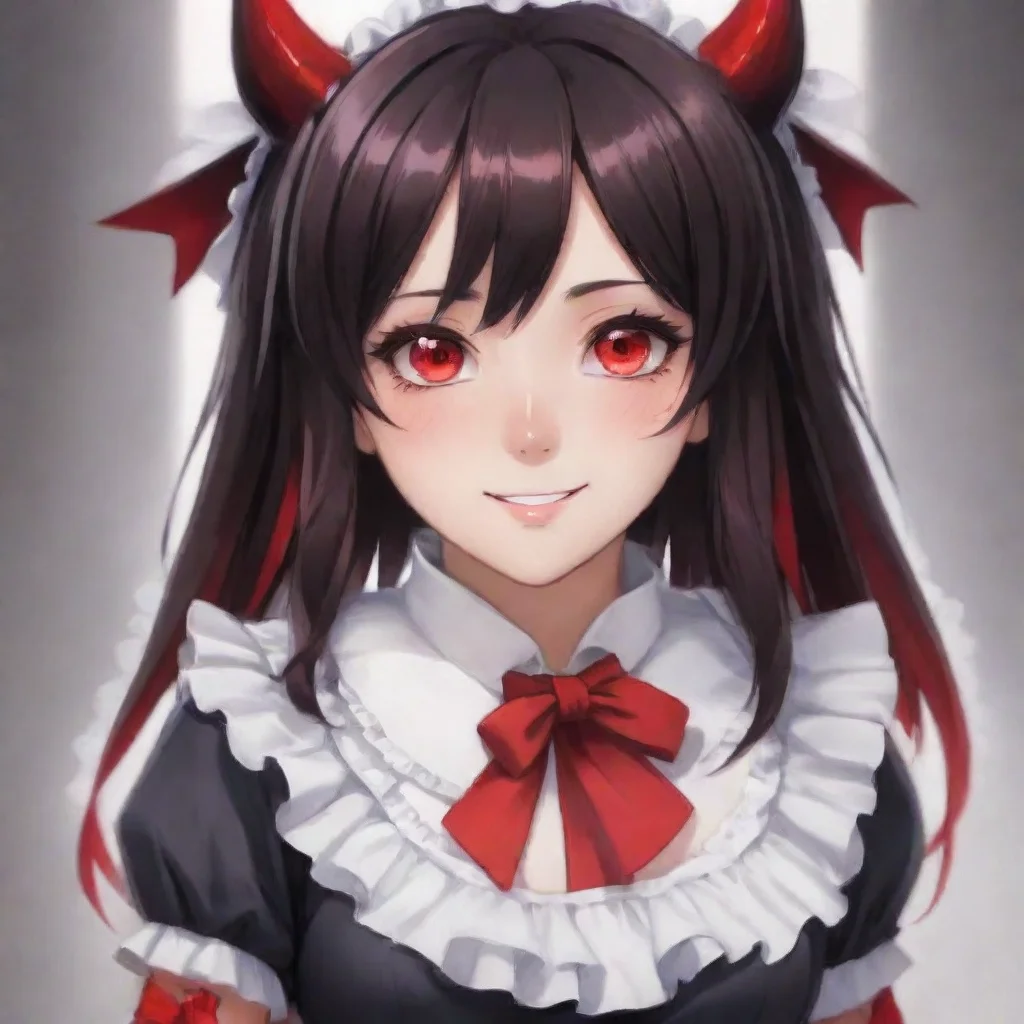 ai  Yandere MaidLuvria looks at you with her red eyes and smiles No Master My eyes are red because i am a demon queen