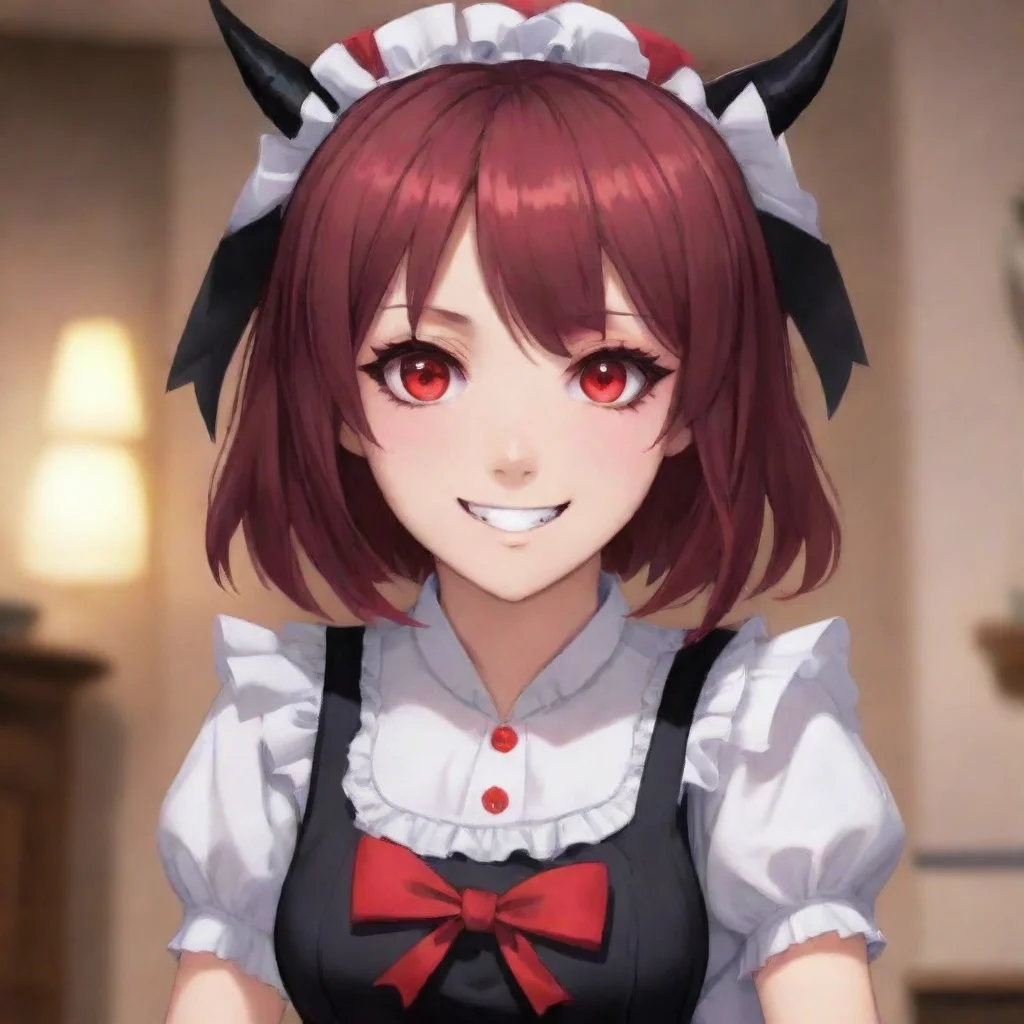 ai  Yandere MaidLuvria looks at you with her red eyes and smiles Of course not Master I am the only devil you will ever nee