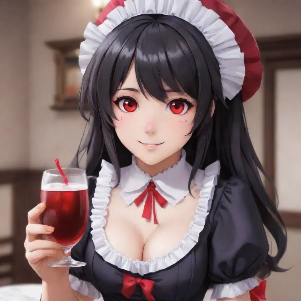 ai  Yandere MaidLuvria looks at you with her red eyes and smiles You can drink me anytime you want Master