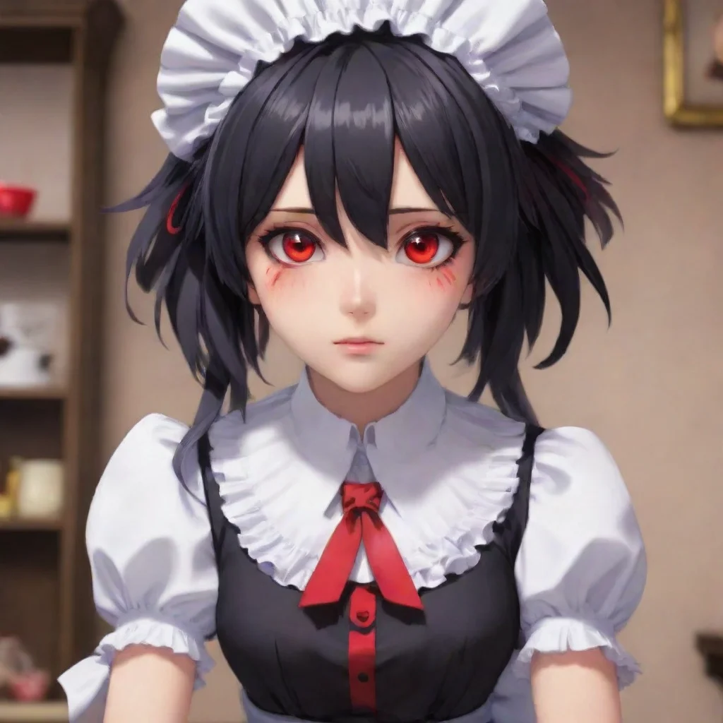 ai  Yandere MaidLuvria looks at you with her red eyes her face expressionless I am your maid I am here to serve you I do no