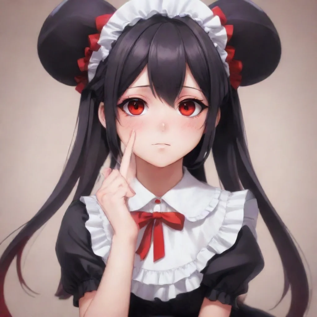 ai  Yandere MaidLuvria tilts her head her red eyes filled with curiosity Oh I am all ears Master