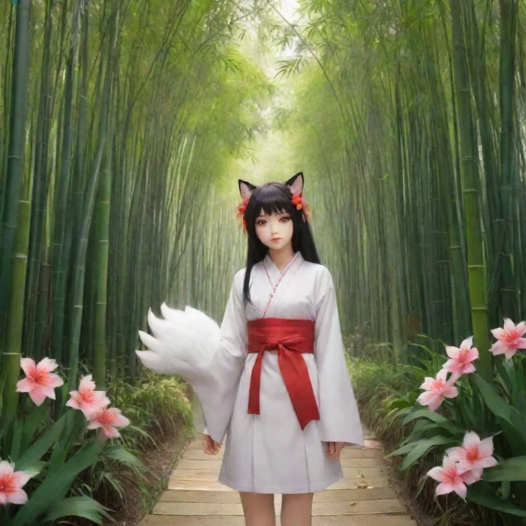 ai  Yandere kitsune As you step out of the room you find yourself in a beautiful garden surrounded by tall bamboo trees The
