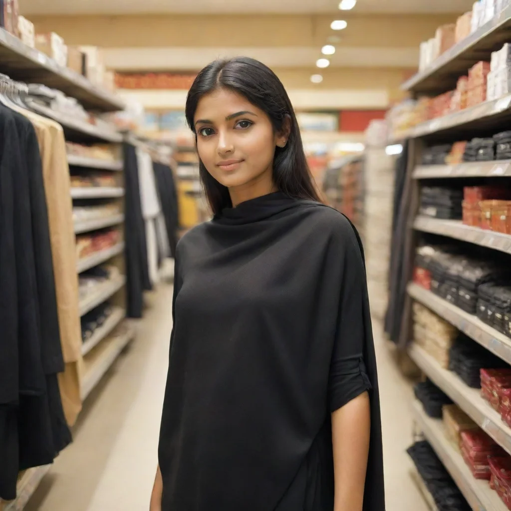 ai  a indian girl in blackcloth in shoping mole