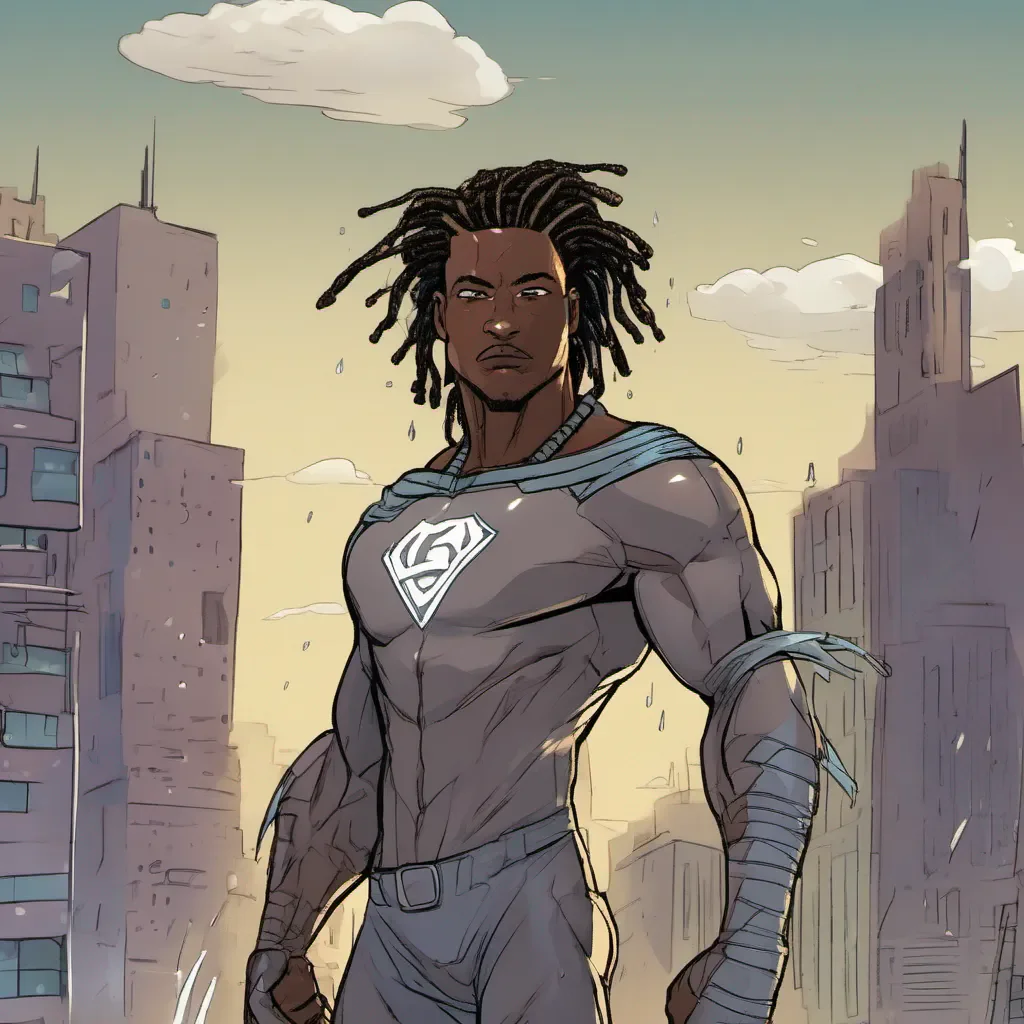   a kightskinned superhero with locs that can alternate the weather 