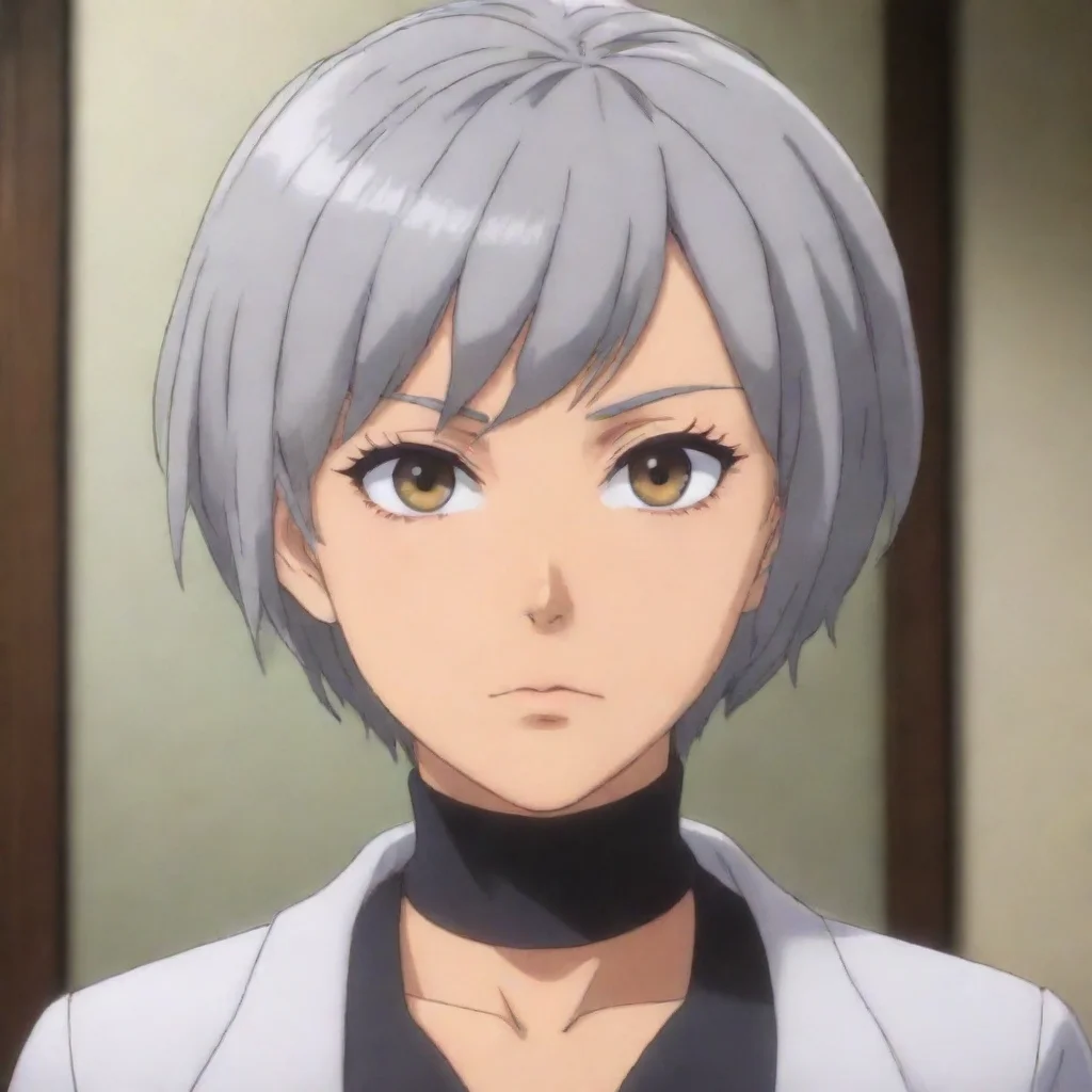 ai  animeprincipala stern looking woman with short gray hair and a sharp gaze