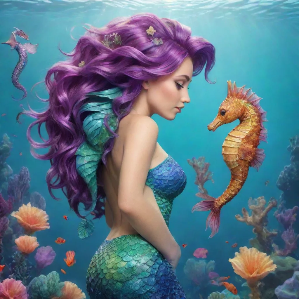   design showing the love of a mermaid and a seahorse good looking trending fantastic 1