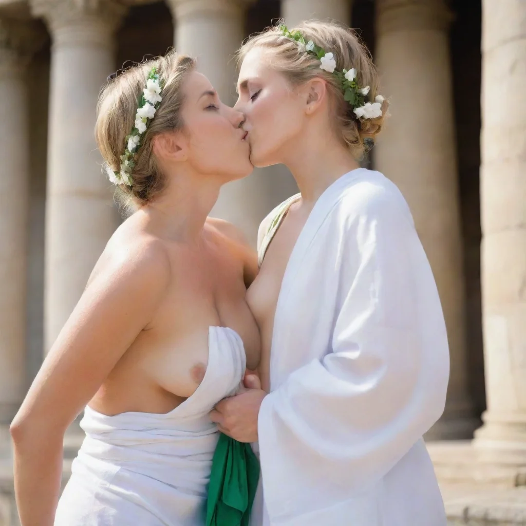   lesbian kiss gree temple gree white toga