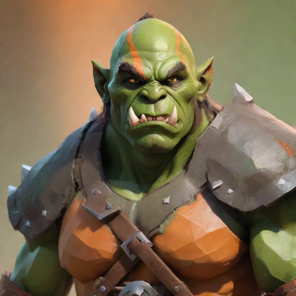  mmorpg npc 3d orc warrior low poly character steppes background orange and greenamazing awesome portrait 2