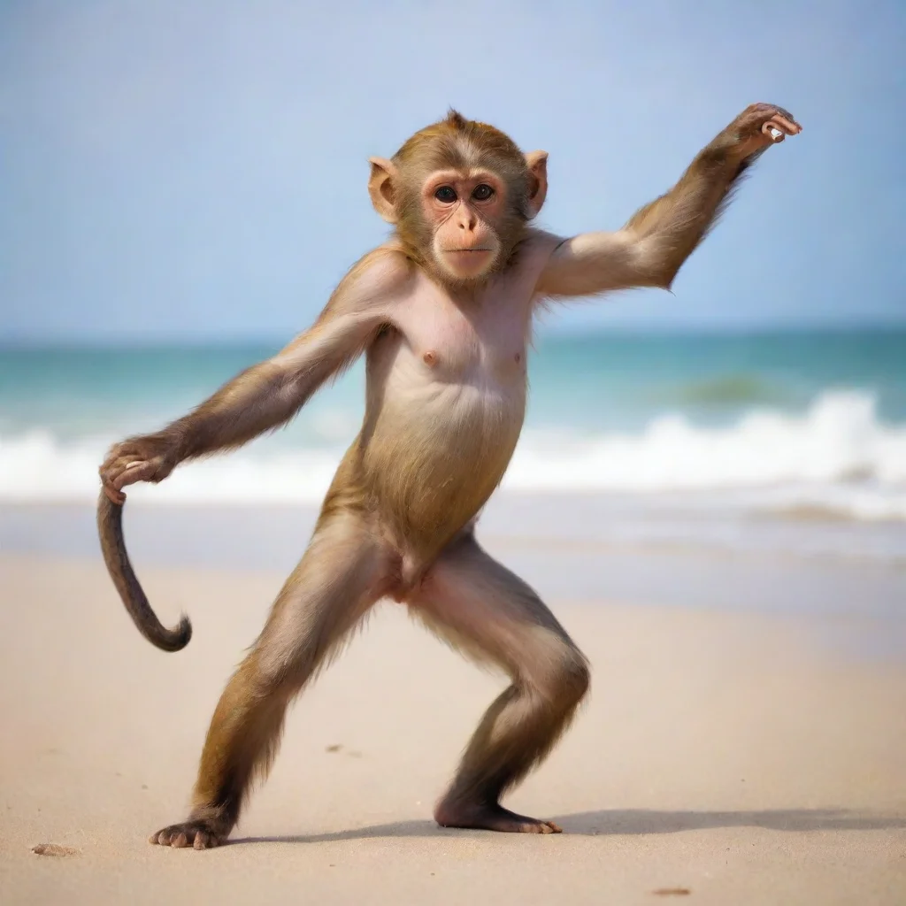 ai  monkey dance in the beach amazing awesome portrait 2