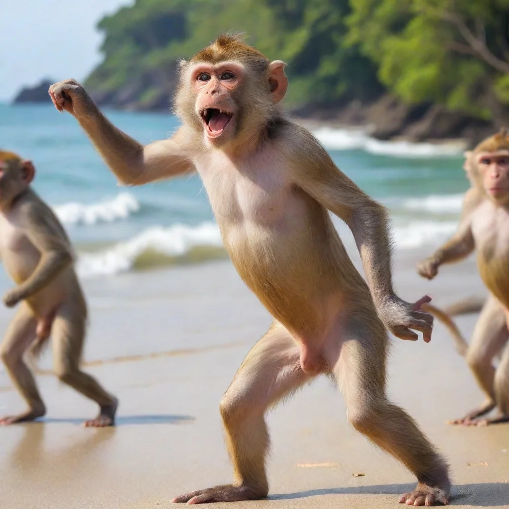 ai  monkey dance in the beach good looking trending fantastic 1