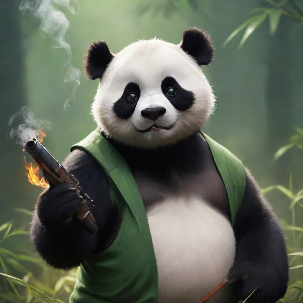 ai  panda named jj and smoking weed with gun confident engaging wow artstation art 3