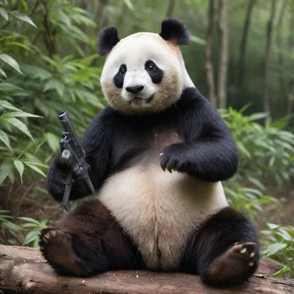   panda named jj and smoking weed with gun good looking trending fantastic 1