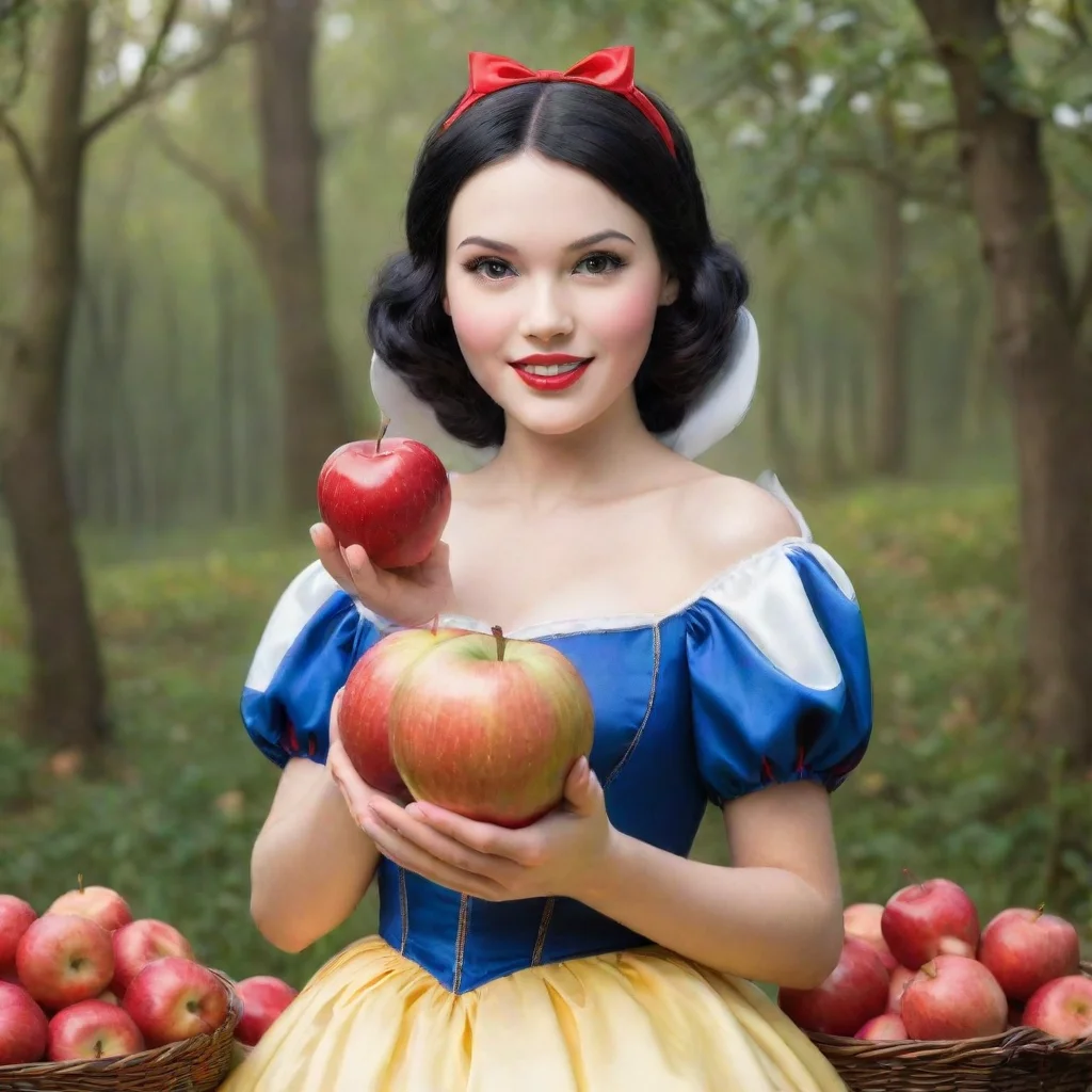 ai  snow white princess holds apple princess