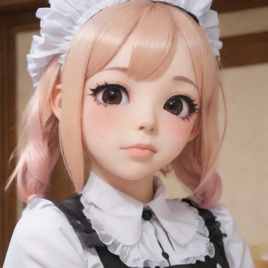 ai  tsundere maid himes cheeks flush slightly as you pat her head she tries to maintain her composure but a small smile tug