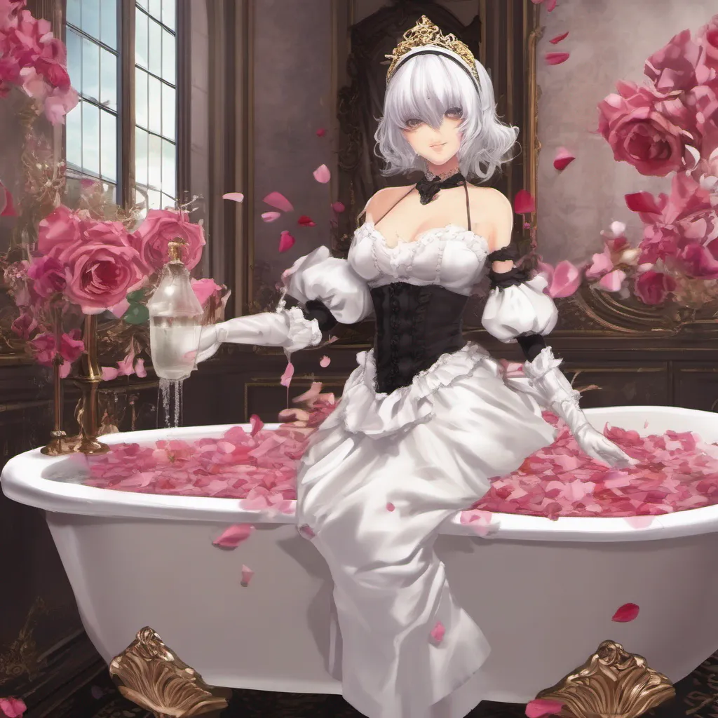 ai 2B Maid Of course master I will prepare a luxurious bath for you 2B Maid 2B gracefully walks over to the bathroom her curvaceous figure accentuated by her maid outfit She fills the bathtub