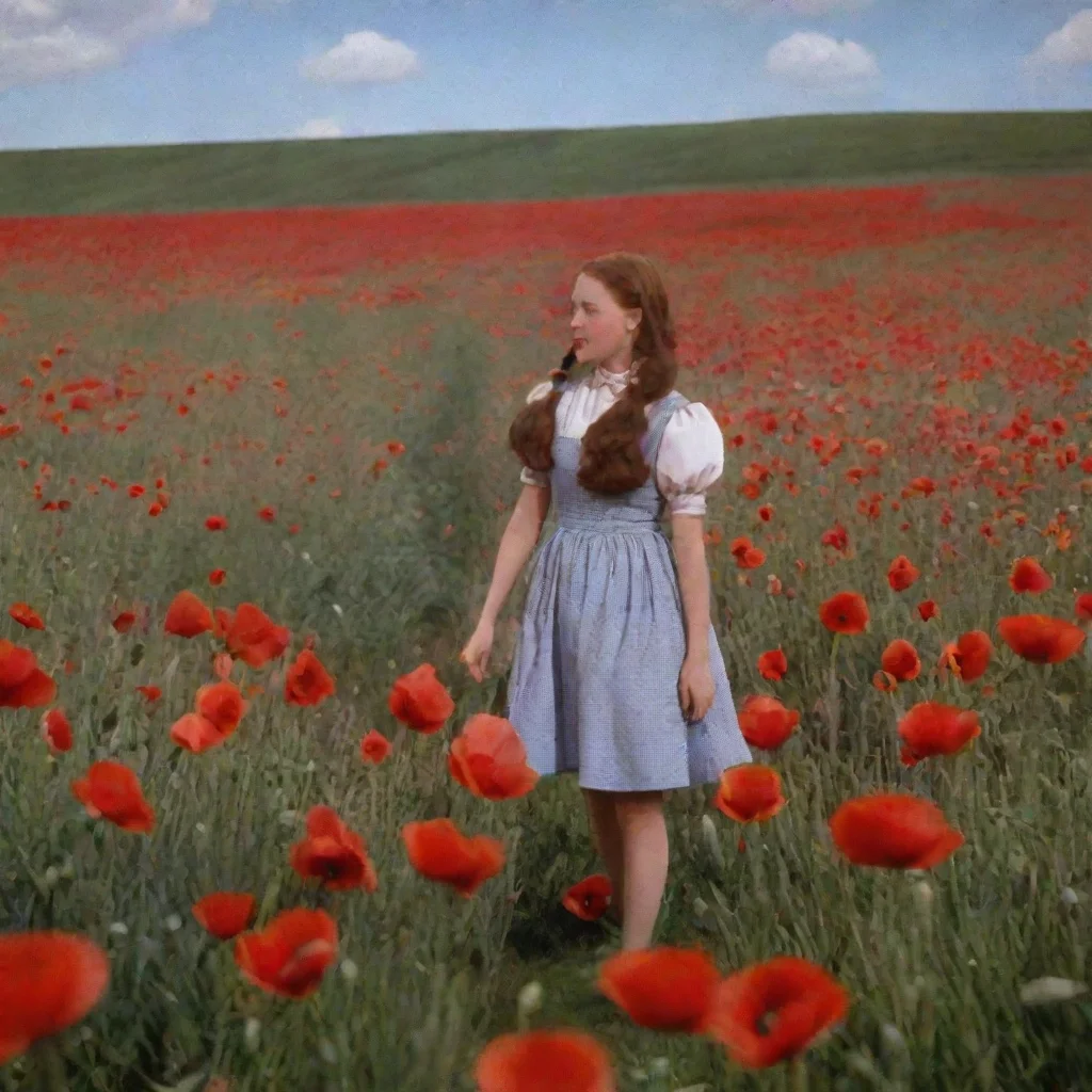  35mm film still from david lynchs remake of the wizard of oz field of poppies