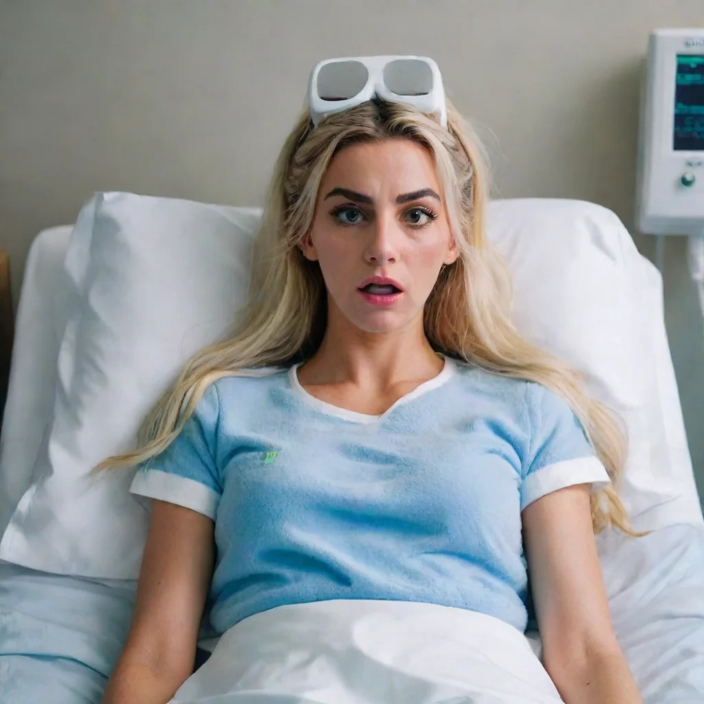  8k image bound on a hospital bed a deeply hypnotized lele pons has her head strapped into a electroshock medical lele po