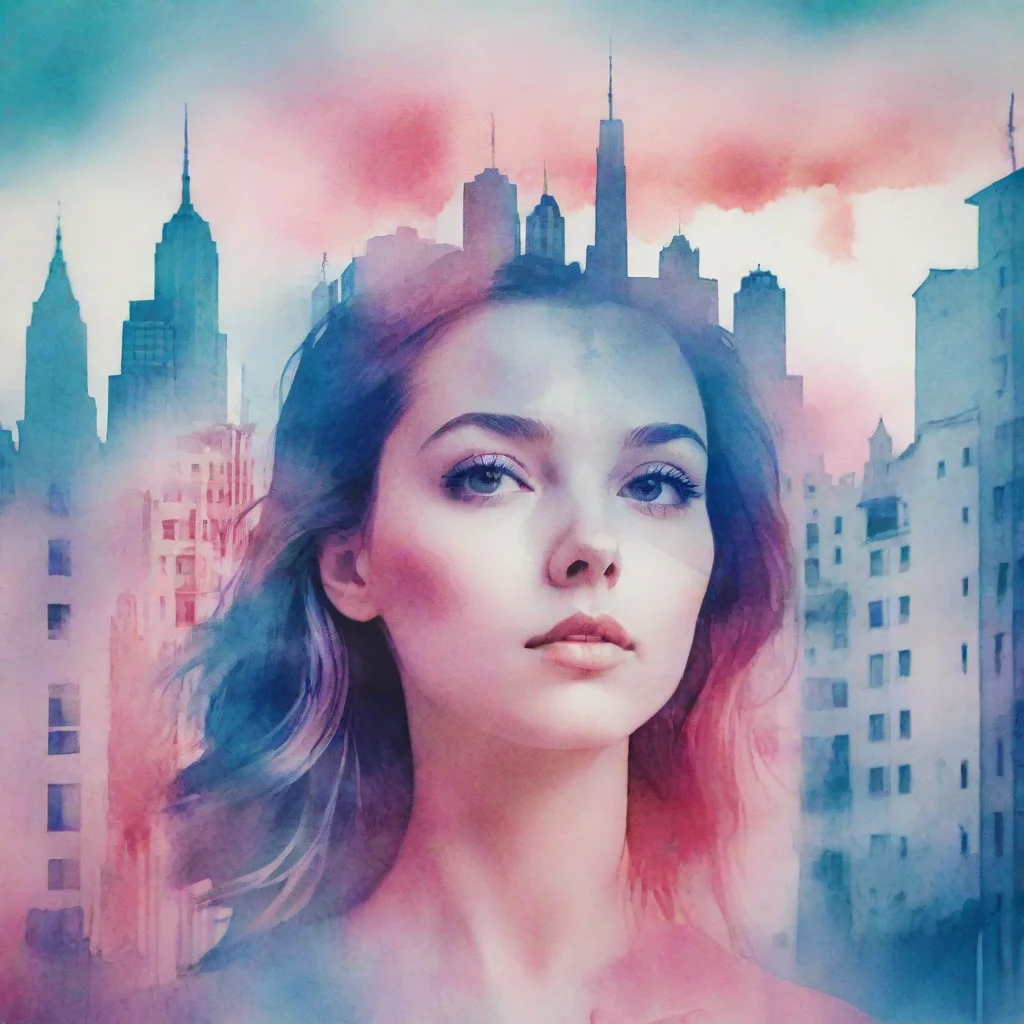 ai 8kuhdwallpaperrisographa cityscape with a woman s face in a watercolor backgroundin the style of double exposure tall