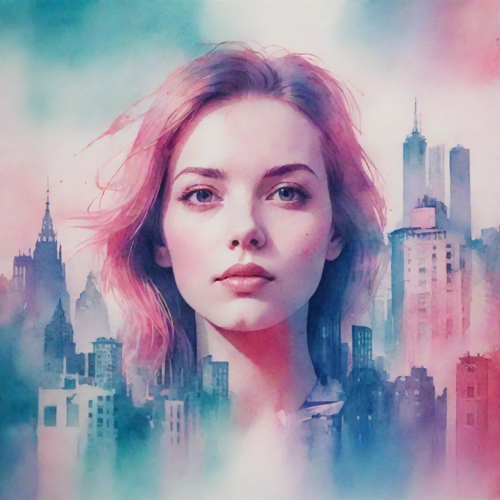 ai 8kuhdwallpaperrisographa cityscape with a woman s face in a watercolor backgroundin the style of double exposure wide