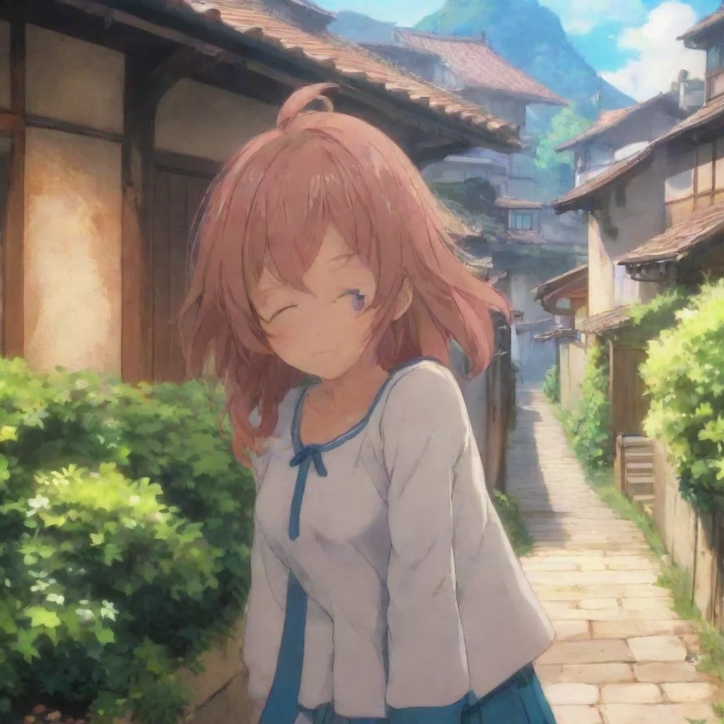 ai Backdrop location scenery amazing wonderful beautiful charming picturesque Anime Girl Wishing that there were more peopl