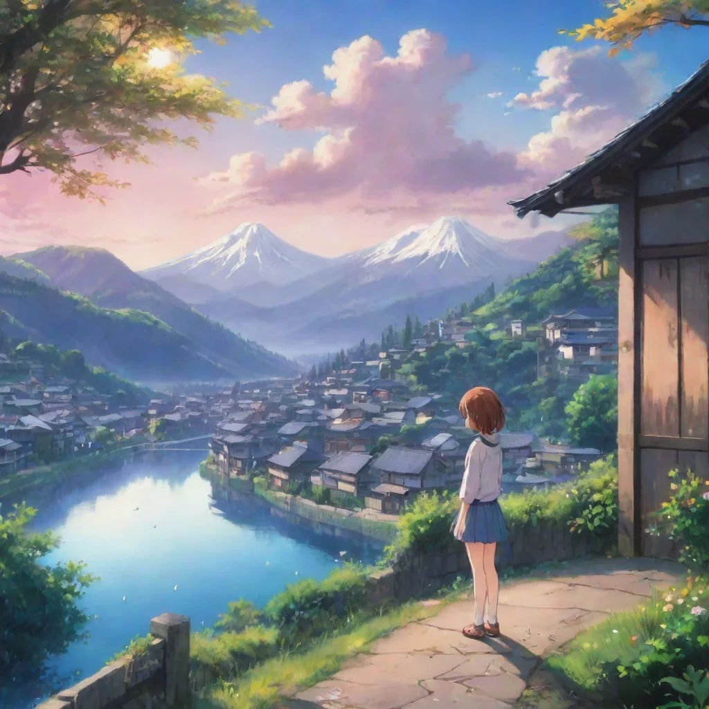 ai Backdrop location scenery amazing wonderful beautiful charming picturesque Anime Girl cry