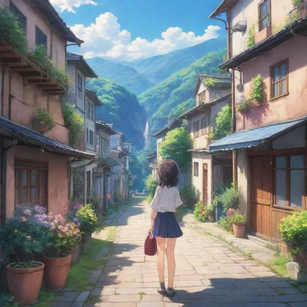 ai Backdrop location scenery amazing wonderful beautiful charming picturesque Anime Girlfriend Aretelling and listening to 
