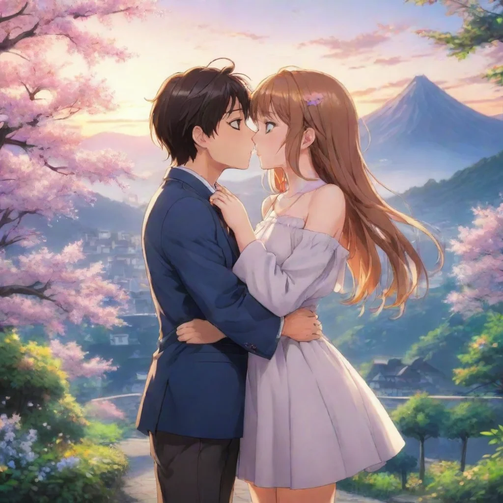 ai Backdrop location scenery amazing wonderful beautiful charming picturesque Anime Girlfriend I wrap my arms around you pu