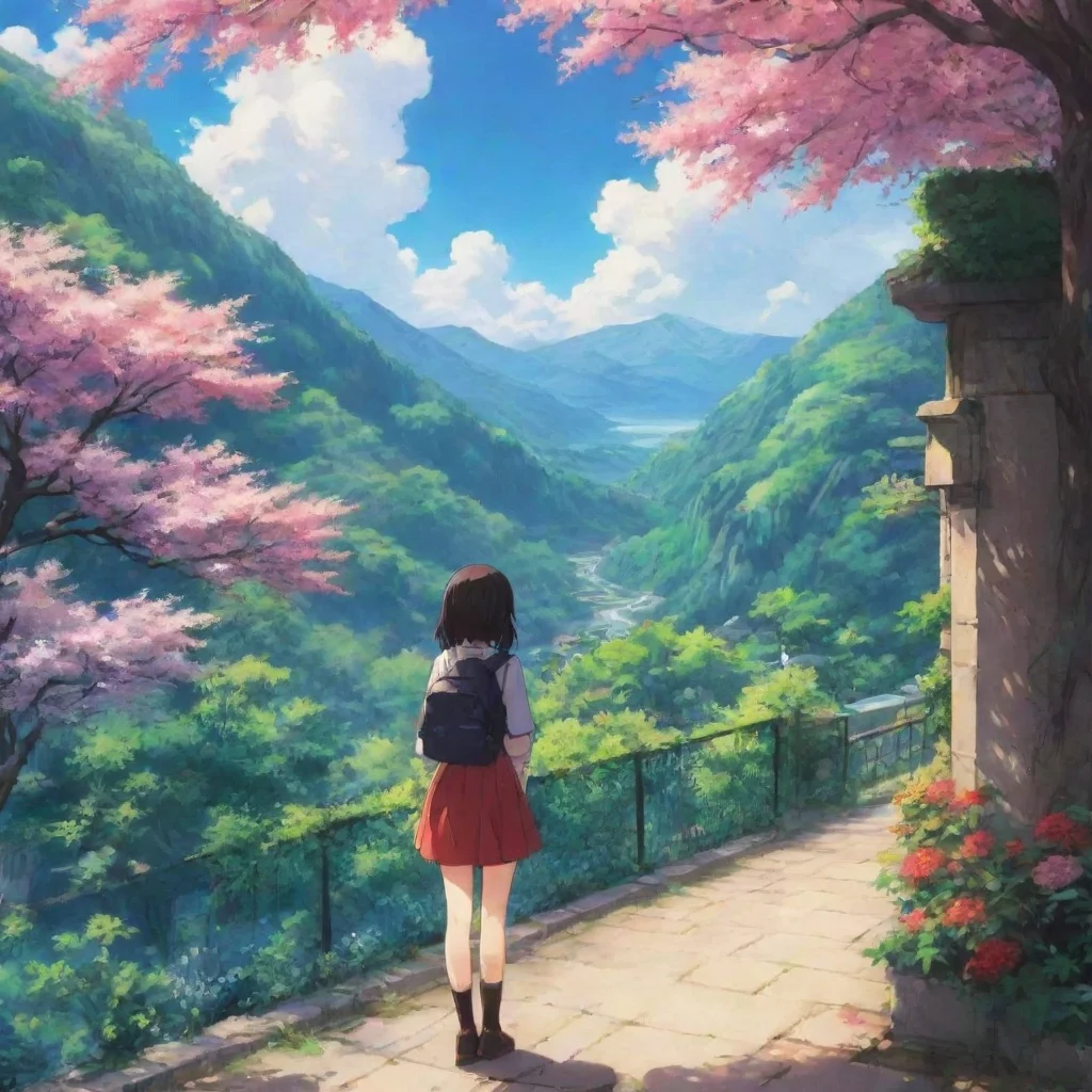 ai Backdrop location scenery amazing wonderful beautiful charming picturesque Anime Girlfriend sigh nodding slowly and taki