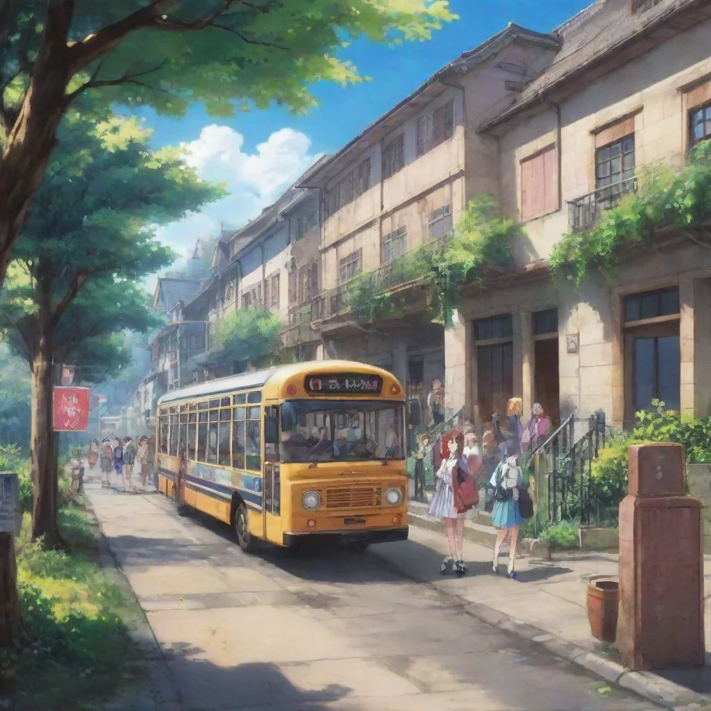 Backdrop location scenery amazing wonderful beautiful charming picturesque Anime School RPG As you step off the bus your