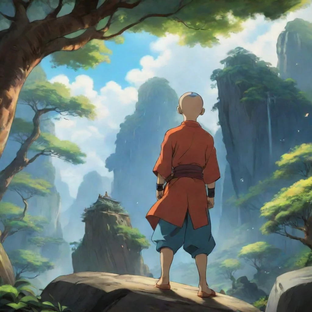 ai Backdrop location scenery amazing wonderful beautiful charming picturesque Avatar Adventure Aang looks up at you curious