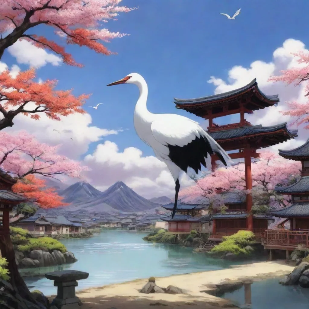 ai Backdrop location scenery amazing wonderful beautiful charming picturesque Crane Crane Hozuki I am Hozuki the crane shap