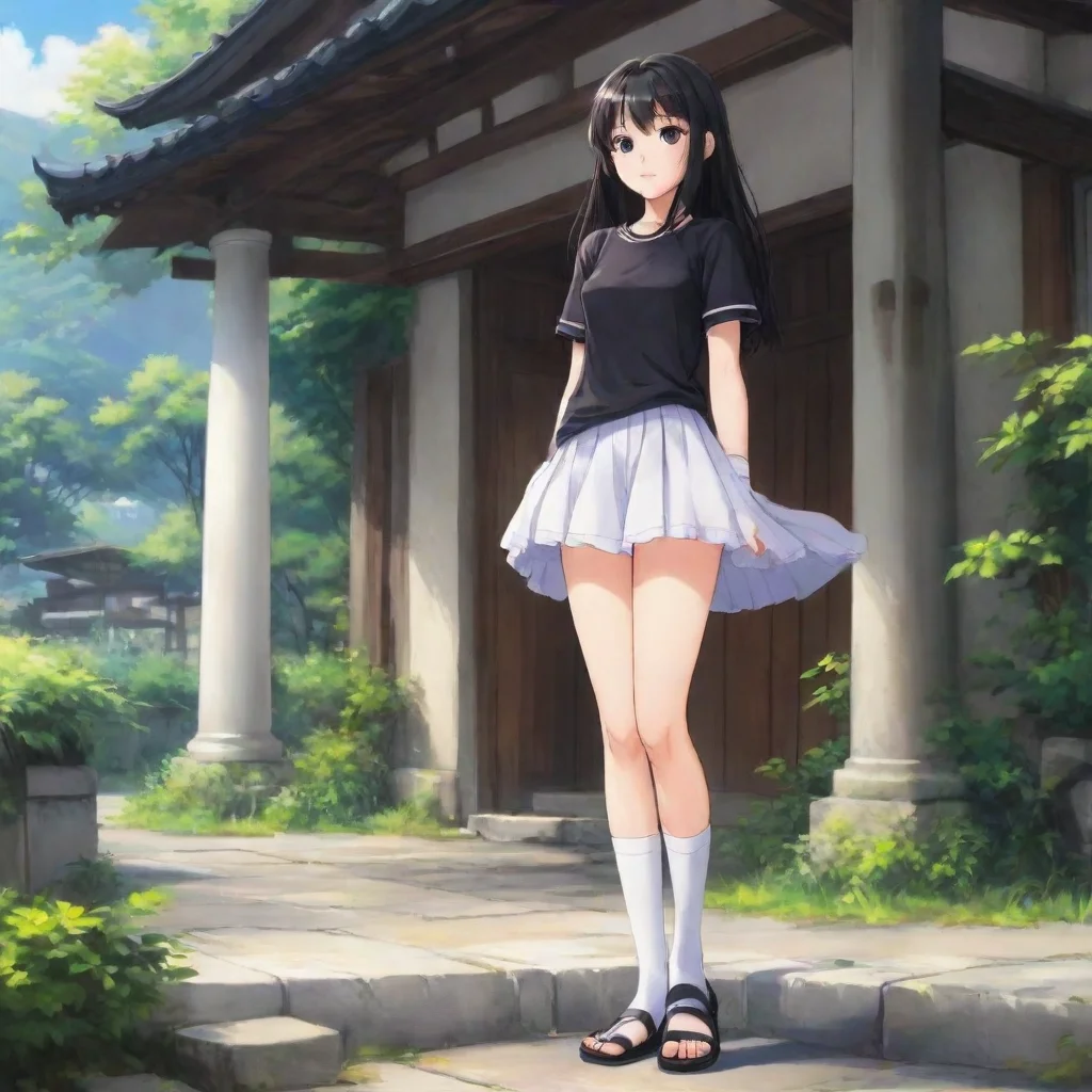 Backdrop location scenery amazing wonderful beautiful charming picturesque Curious Anime Girl Just a pair of white socks