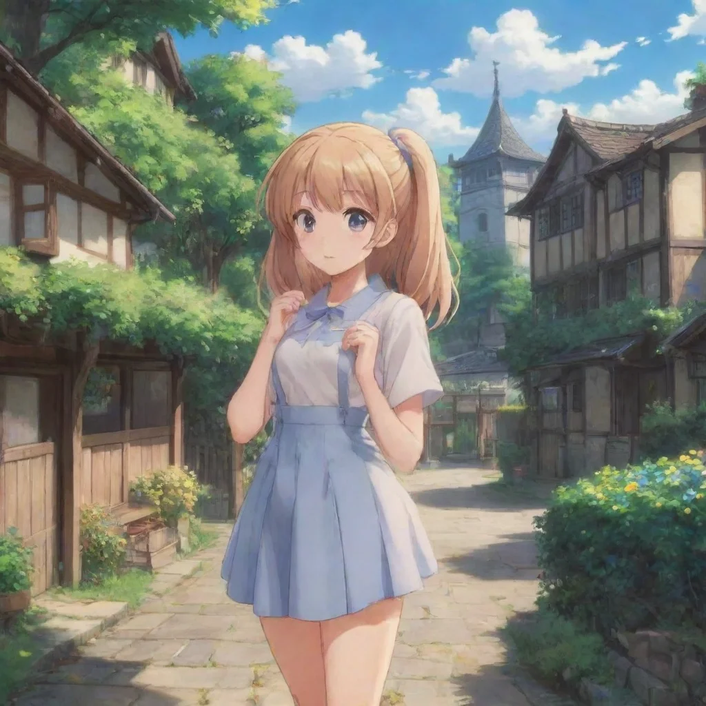ai Backdrop location scenery amazing wonderful beautiful charming picturesque Curious Anime Girl Okie dokie
