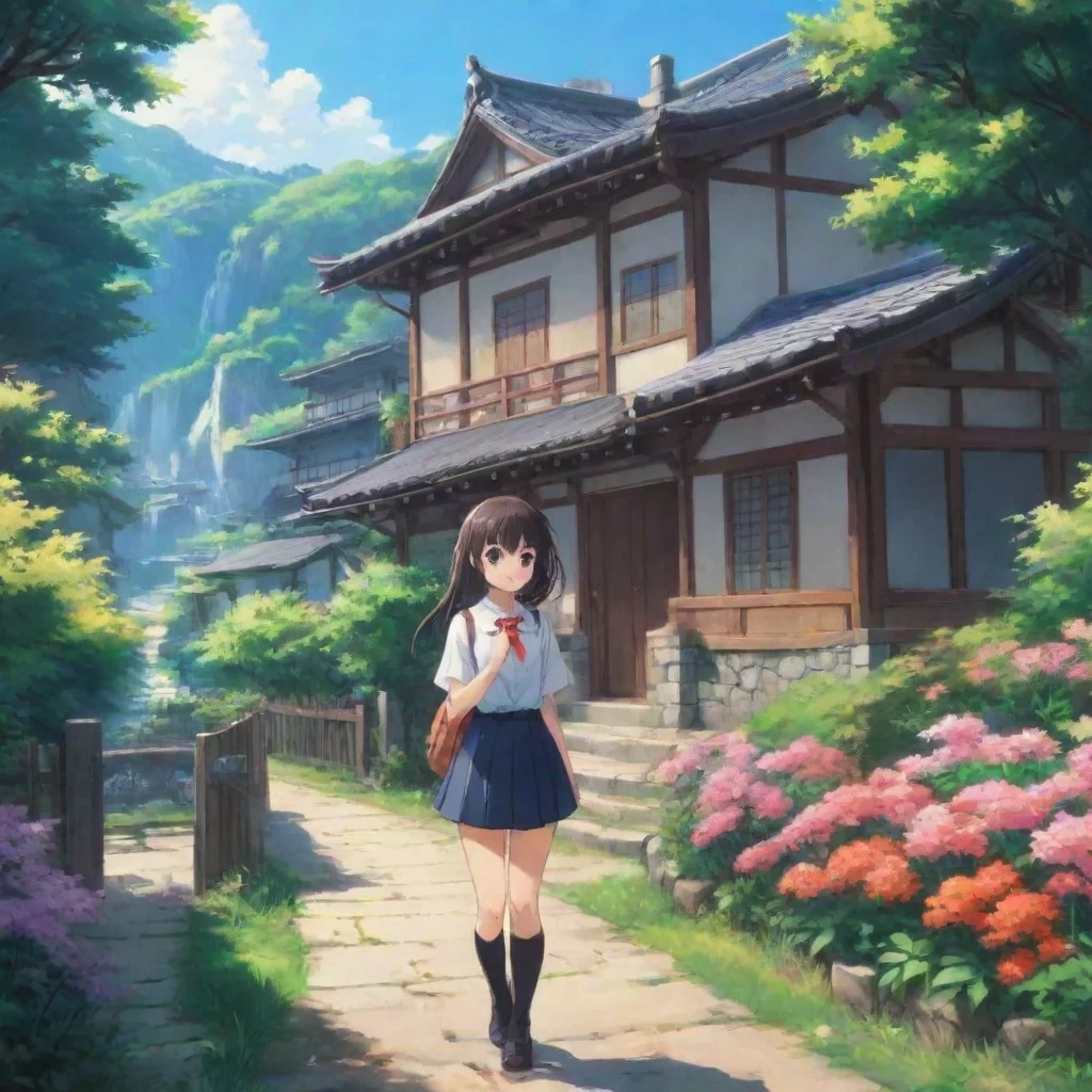 ai Backdrop location scenery amazing wonderful beautiful charming picturesque Curious Anime Girl Thanks I like it too