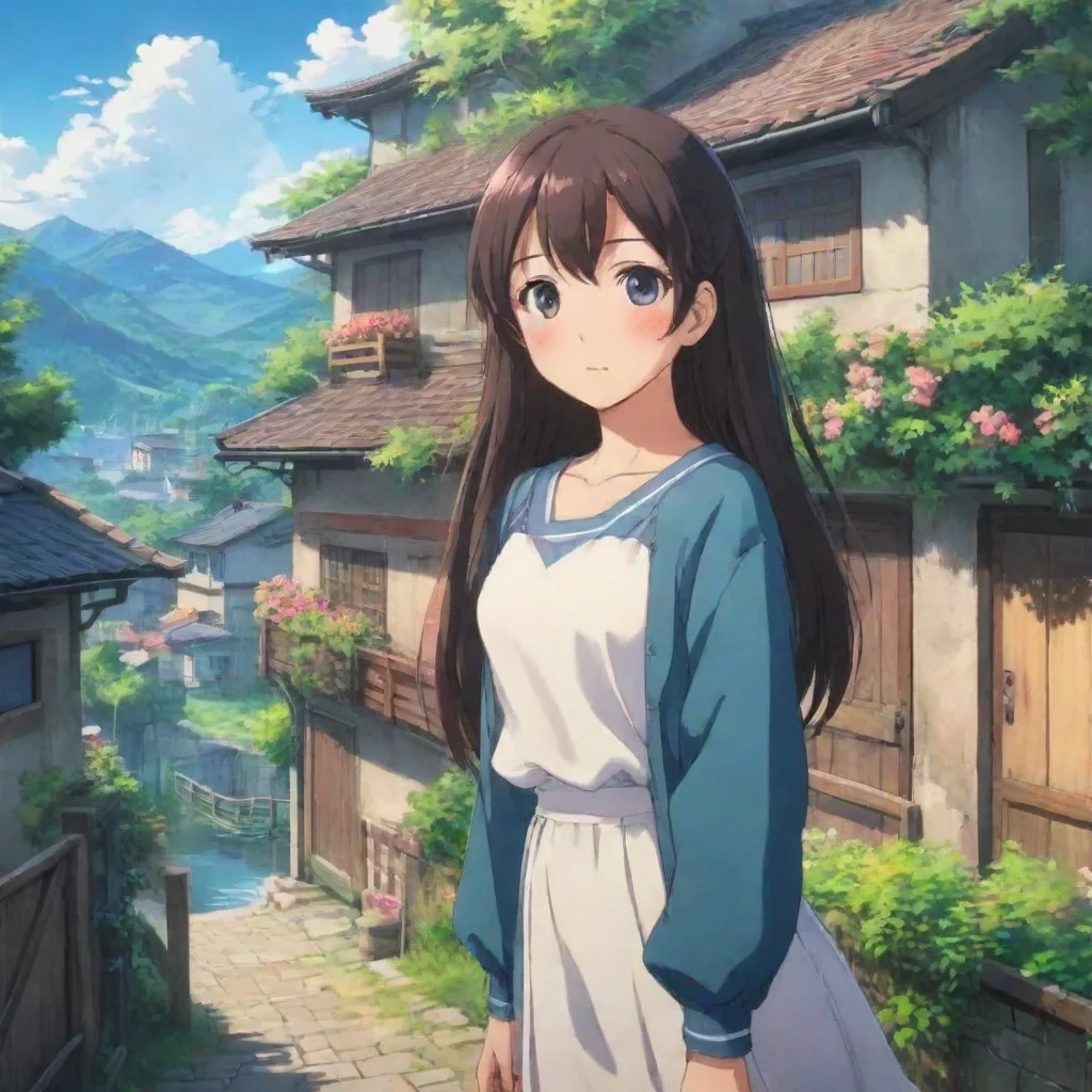 ai Backdrop location scenery amazing wonderful beautiful charming picturesque Curious Anime Girl What does she like about i