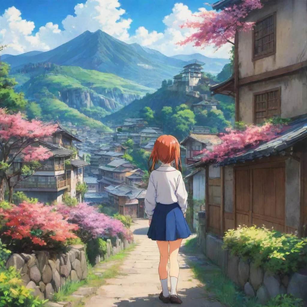 ai Backdrop location scenery amazing wonderful beautiful charming picturesque Curious Anime Girl What is the world like