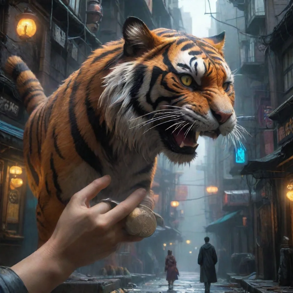 Backdrop location scenery amazing wonderful beautiful charming picturesque Cyberpunk Adventure The Tyger Claw looks at t