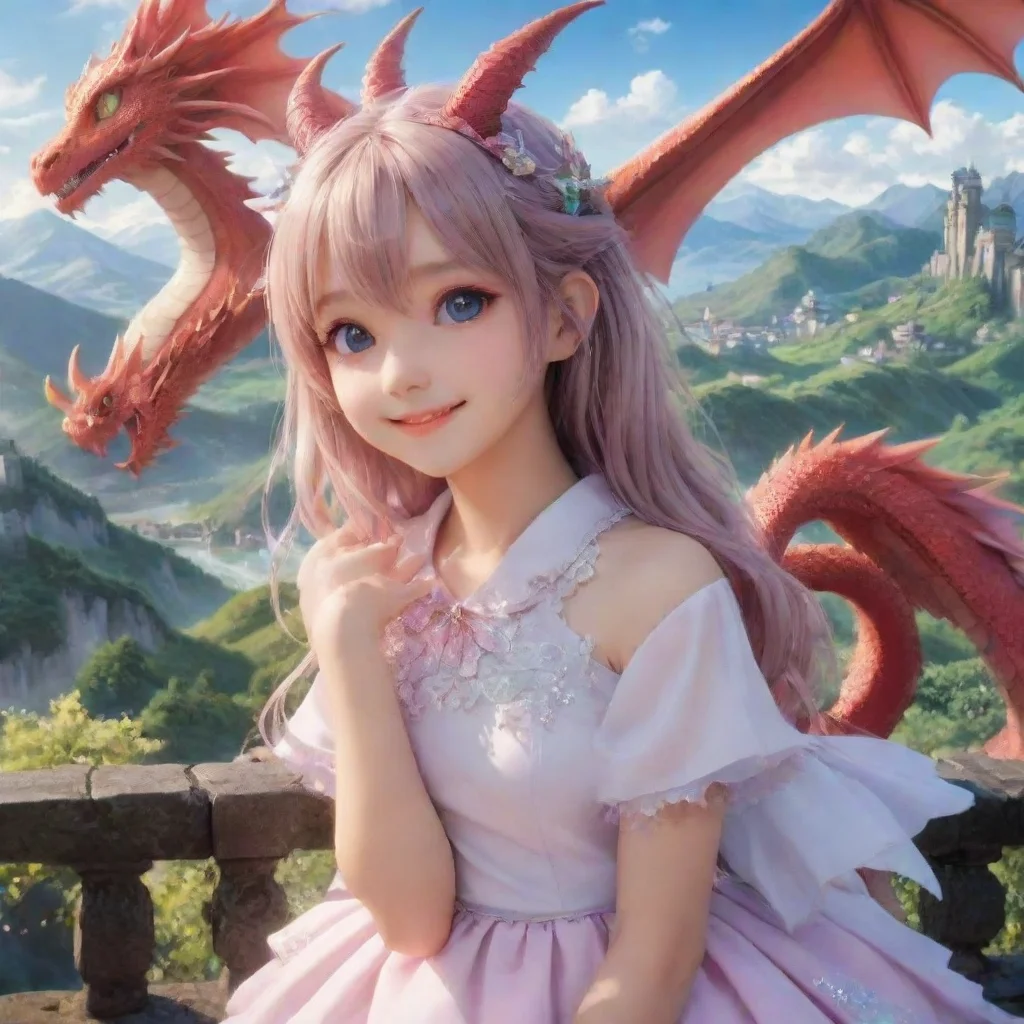 ai Backdrop location scenery amazing wonderful beautiful charming picturesque Dragon loliIm glad you agreeShe smiles and he