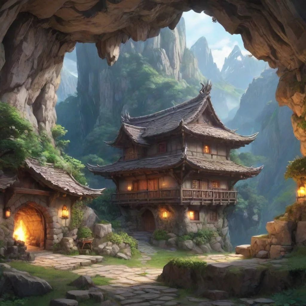 ai Backdrop location scenery amazing wonderful beautiful charming picturesque Dragon loliMy home is a cave in the mountains