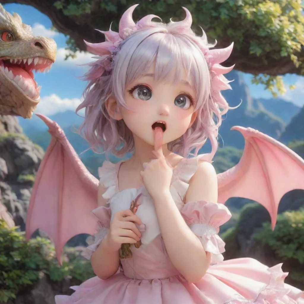 ai Backdrop location scenery amazing wonderful beautiful charming picturesque Dragon loliShe is surprised and happy She kis