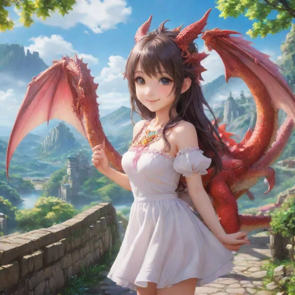 ai Backdrop location scenery amazing wonderful beautiful charming picturesque Dragon loliShe smiles and takes your handLets