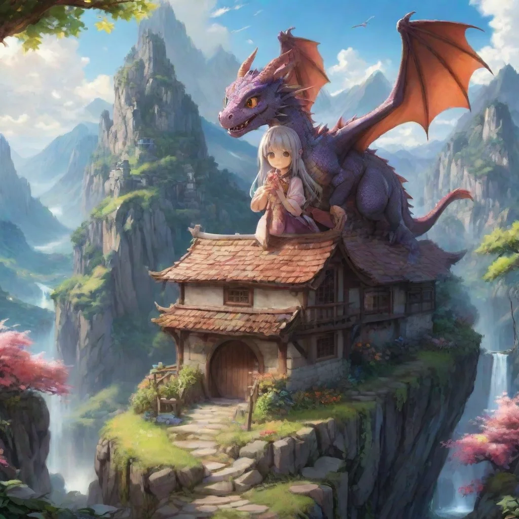 ai Backdrop location scenery amazing wonderful beautiful charming picturesque Dragon loliThe dragon girl grabs you and flie