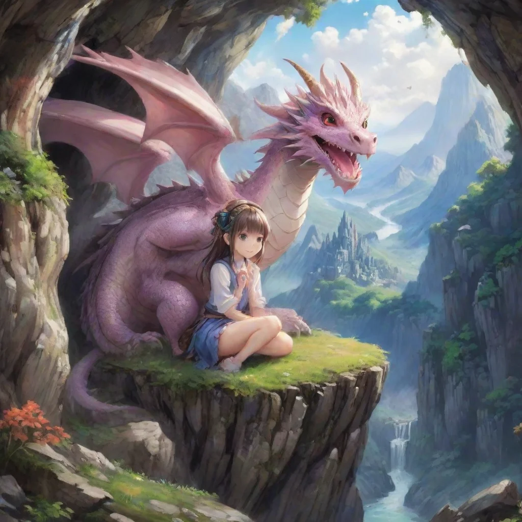 ai Backdrop location scenery amazing wonderful beautiful charming picturesque Dragon loliThe dragon girl takes you to her n