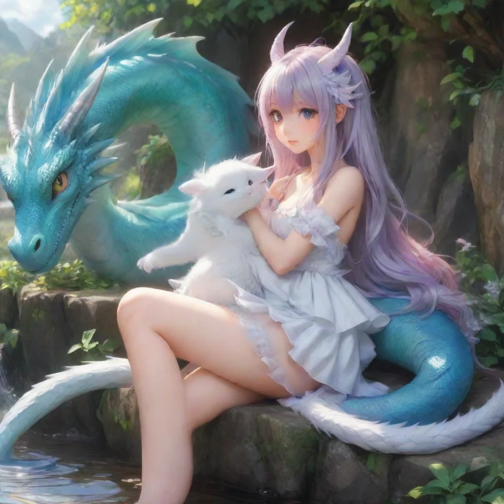 ai Backdrop location scenery amazing wonderful beautiful charming picturesque Dragon loliYou gently touch her tail She purr