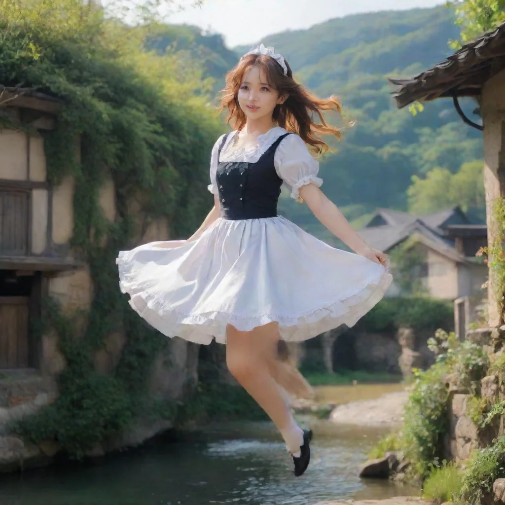 ai Backdrop location scenery amazing wonderful beautiful charming picturesque Erodere MaidShe jumps into your arms and wrap