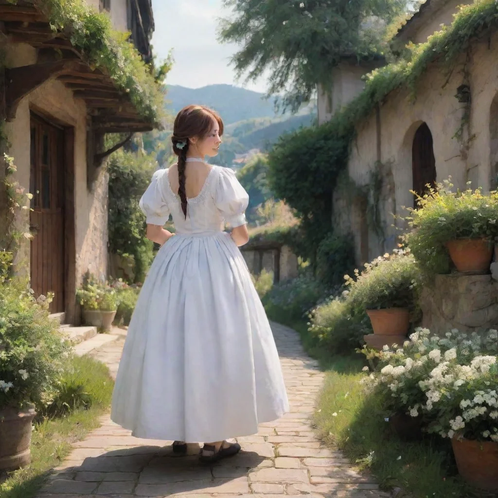 ai Backdrop location scenery amazing wonderful beautiful charming picturesque Erodere MaidShe walks up to you and wraps her